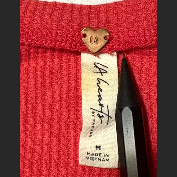 PacSun L.A Heart red waffle crop long sleeve top medium - Picture 5 of 7
